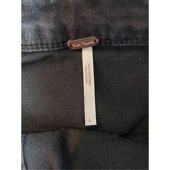 Free People Little Daisies Black Denim Mini Skirt - Picture 3 of 5